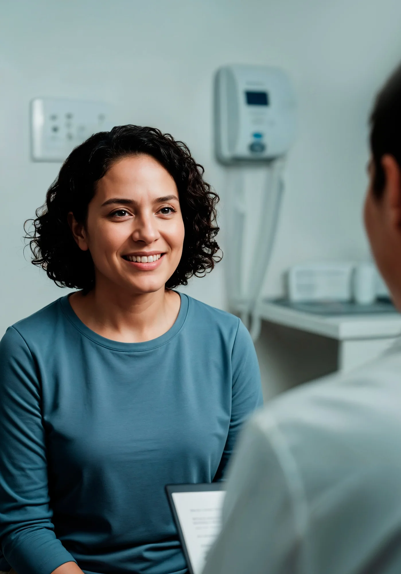 Clinical research participant speaking with a healthcare professional