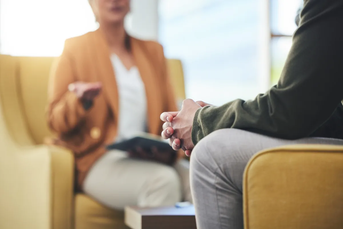 Patient attending a mental health counseling session